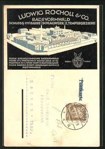 AK Radevormwald, Schloss- und Baubeschlagwerk Ludwig Rocholl & Co.