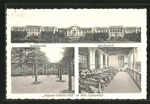 AK Bad Lippspringe, Auguste-Viktoria-Stift mit Waldliegehalle und Seitenliegehalle
