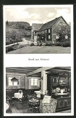 AK Külbach, Pension Bursch mit Garten, Interieurs mit Speiseraum