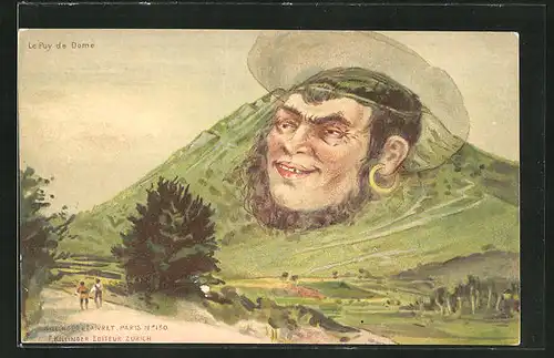 Künstler-AK F. Killinger Nr. 130: Le Puy de Dome, Berg mit Gesicht / Berggesichter