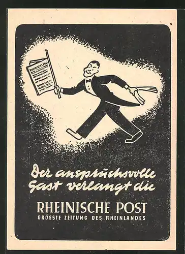 AK Mann mit einer Zeitung der "Rheinische Post"