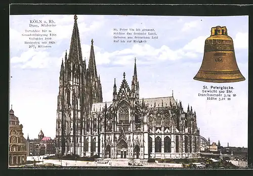AK Köln, Dom, Südseite, St. Peterglocke