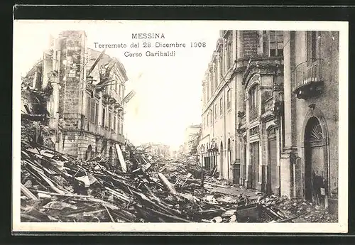AK Messina, Terremoto del 28 Dicembre 1908, Corso Garibaldi, Erdbebenschäden