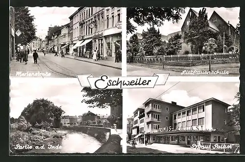 AK Eschweiler, Kino Primus-Palast, Liebfrauenschule, Marienstrasse