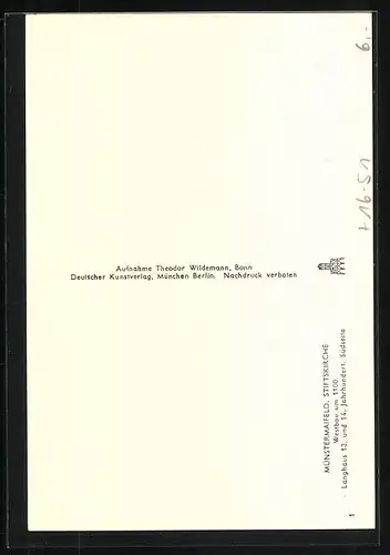 Foto-AK Deutscher Kunstverlag Nr.1: Münstermaifeld, Westbau der Stiftskirche, Deutscher Kunstverlag, Berlin