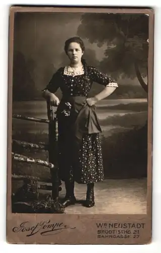 Fotografie Josef Pompe, Wiener Neustadt, Portrait Maid in Kleid