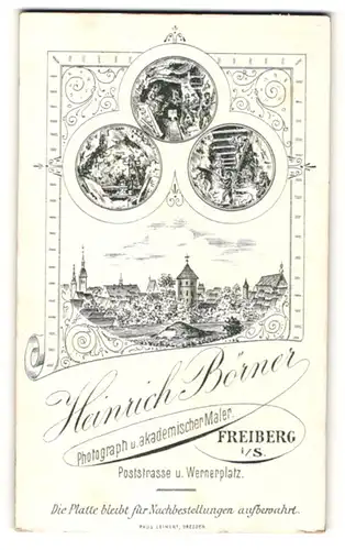 Fotografie Heinrich Börner, Freiberg i. S., Ansicht Freiberg i. S., Ortsansicht & Szenen im Bergbau