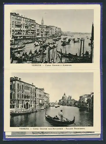 Leporello-Album Venezia - Venedig, 32 Ansichten, Panorama, Palazzo Ducale, Arsenale, Canal Grande, schöner Einband