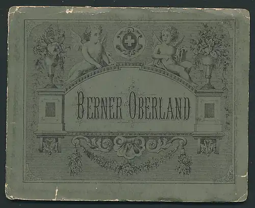 Leporello-Album Berner Oberland, mit 10 Lithographie-Ansichten, Luzern, Interlaken, Bern, Thun, u.a., schöner Einband
