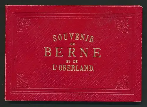 Leporello-Album Berner Oberland, mit 22 Lithographie-Ansichten, Grande Horloge, Thun, Interlaken, Mürren, uvm.