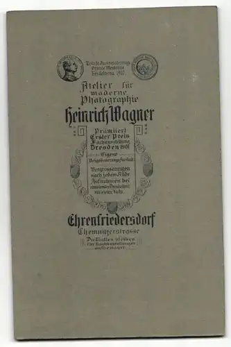 Fotografie Heinrich Wagner, Ehrenfriedersdorf, Portrait Braut und Bräutigam nach Trauung