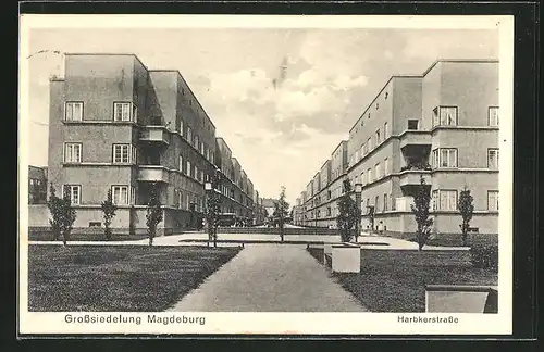 AK Magdeburg, Grosssiedlung im Bauhaus-Stil an der Harbkerstrasse