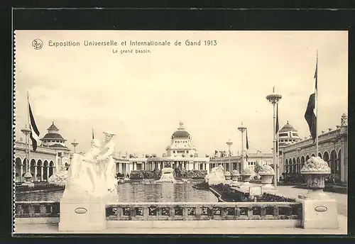 AK Gand, Exposition Universelle et Internationale 1913, Le grand Bassin