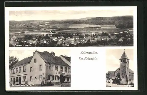 AK Leitersweiler / Krs. Birkenfeld, Totalansicht, Gasthaus M. Pfaff, Kirche