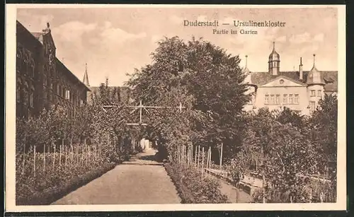 AK Duderstadt, Ursulinenkloster, Partie im Garten