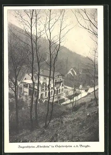 AK Schriesheim a. d. Bergstrasse, Jugendheim "Edelstein" vom Berg aus gesehen