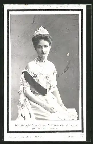 AK Grossherzogin Caroline von Sachsen-Weimar-Eisenach mit Diadem
