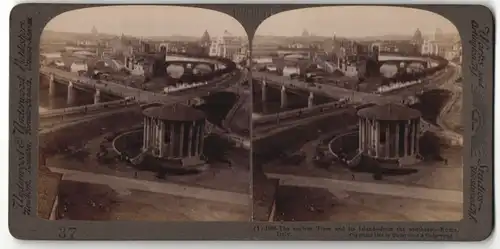 Stereo-Fotografie Underwood & Underwood, London, Ansicht Rom, der alte Tiber mit seinen Inseln