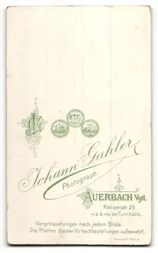 Fotografie Johann Gahler, Auerbach i/Vgtl., Portrait Herr mit Oberlippenbart