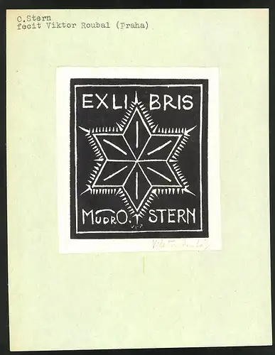 Exlibris von Viktor Roubal für O. Stern, strahlender Stern