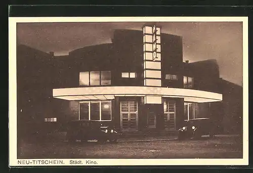 AK Neu-Titschein, Städt. Kino, Architektur