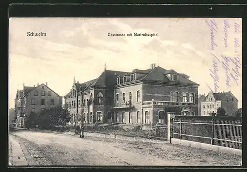 AK Schwelm, Gasstrasse mit Marienhospital