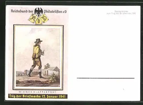 AK Tag der Briefmarke 1941, Wiener Klapperpost