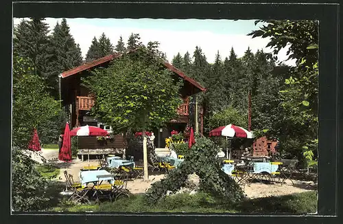 AK Bayerisch Eisenstein, Cafe Schwellhäusl mit Garten