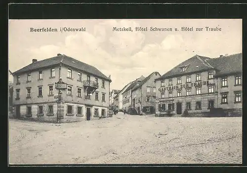 AK Beerfelden / Odenwald, Hotel Schwanen & Hotel zur Traube
