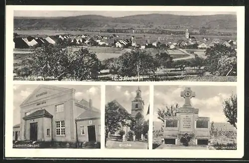 AK Meddersheim, Totalansicht, Gemeindesaal, Kirche, Kriegerdenkmal