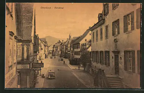 AK Oberkirch-Renchtal, Hauptstrasse mit Nähmaschinen-Fahrrad Fabrik A. Worner