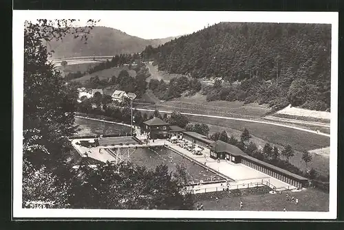 AK Leutenberg i. Thür., Schwimmbad aus der Vogelschau