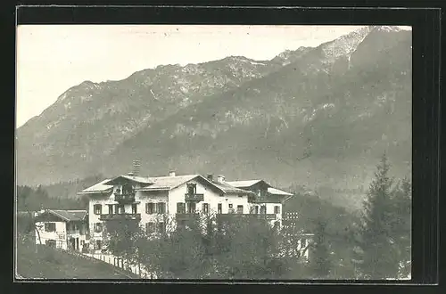 AK Obergrainau, Alpenhotel und Pension "Zur Post" aus der Vogelschau