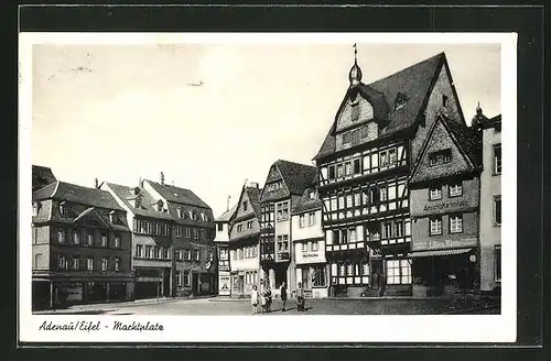 AK Adenau / Eifel, Marktplatz mit Ansichtskartenhaus