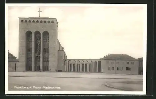 AK Frankfurt-Bockenheim, Strassenpartie an der Frauen-Friedenskirche