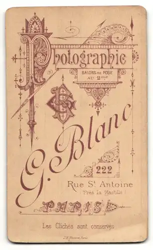 Fotografie G. Blanc, Paris, Portrait betagter Herr mit Backenbart