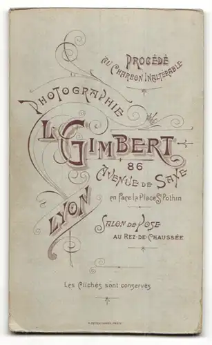Fotografie L. Gimbert, Lyon, Portrait junger Herr mit zeitgenöss. Frisur