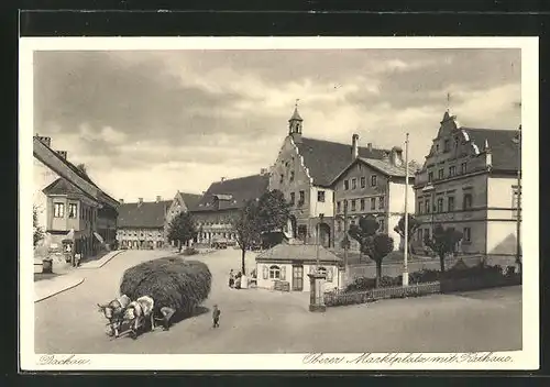 AK Dachau, Oberer Marktplatz mit Rathaus