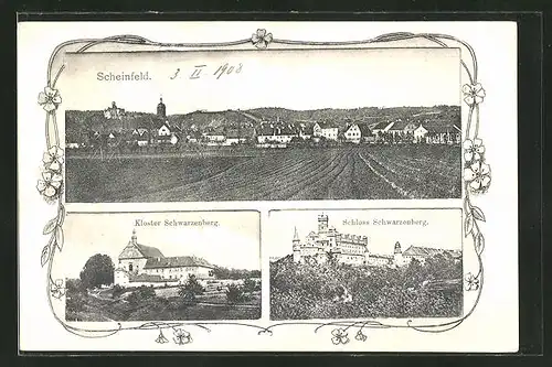 AK Scheinfeld, Gesamtansicht, Kloster Schwarzenberg, Schloss Schwarzenberg