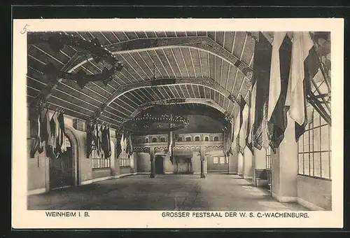AK Weinheim i. B., Grosser Festsaal der W. S. C.-Wachenburg