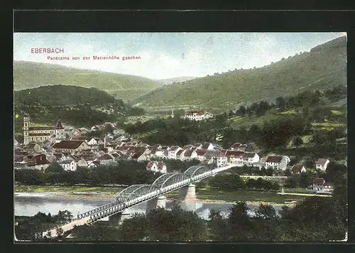 AK Eberbach, Panorama von der Marienhöhe gesehen