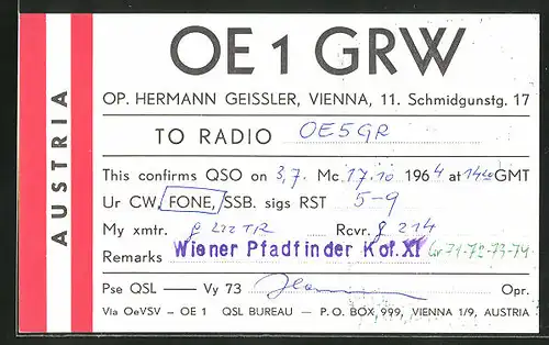 AK Wien, Radio OE 1 GRW, Op. Hermann Geissler, Vienna, to Radio OE 5 GR