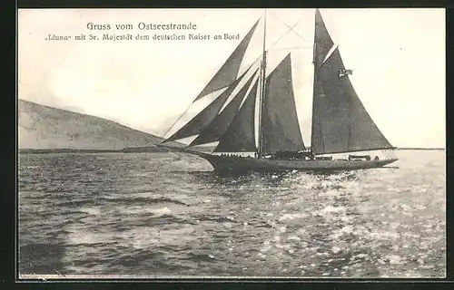 AK Yacht Iduna mit dem Deutschen Kaiser an Bord
