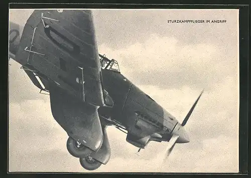 AK Sturzkampfflugzeug im Angriff, Ju 87, Stuka