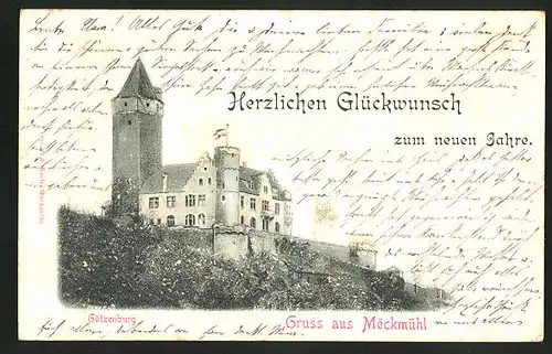 Relief-AK Möckmühl, An der Götzenburg