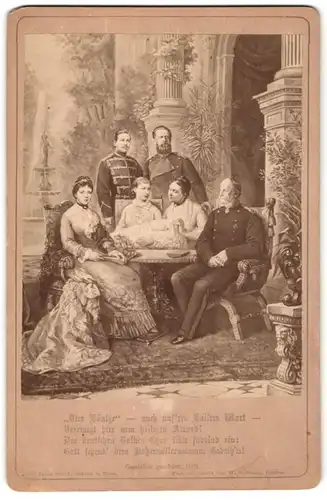 Fotografie Adel Preussen, 4 Generationen, Kaiser Wilhelm I., Friedrich III., Wilhelm II. und Kronprinz Wilhelm als Baby