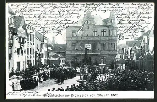 AK Adenau, Frohnleichnams-Prozession 1907 am Hotel Halber Mond