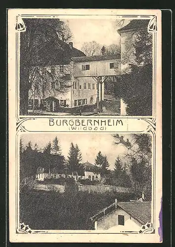 AK Burgbernheim, Partien am Hotel Wildbad