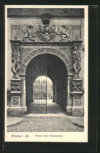 AK Wismar / M., Portal vom Fürstenhof