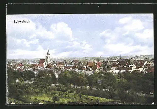 AK Schwabach, Panorama mit Kirche